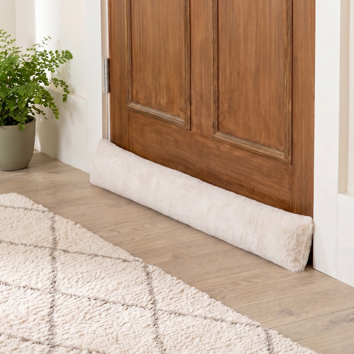 OHS Faux Fur Draught Excluder - Natural>