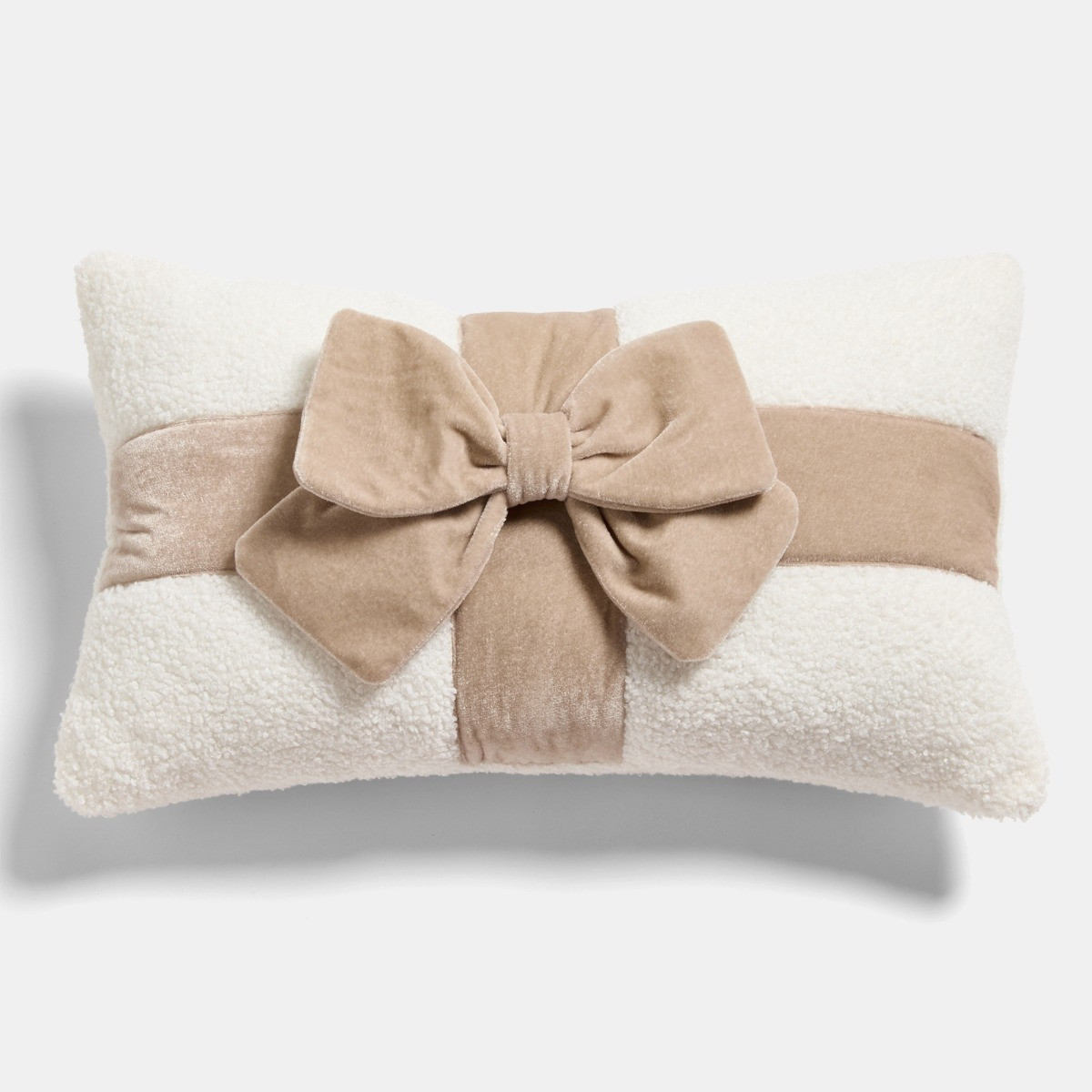 OHS Bow Wrapped Cushion - Natural/Cream>