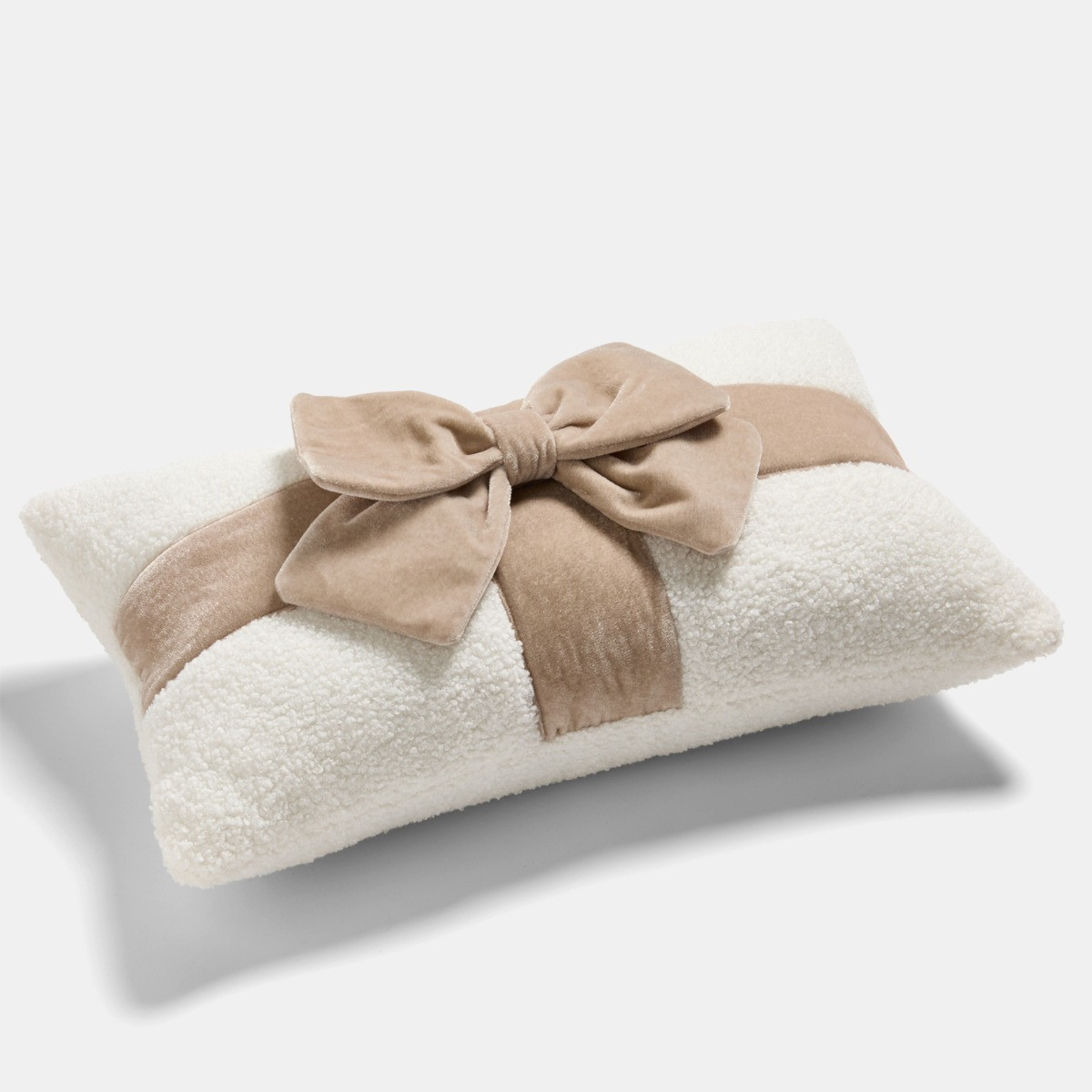 OHS Bow Wrapped Cushion - Natural/Cream>