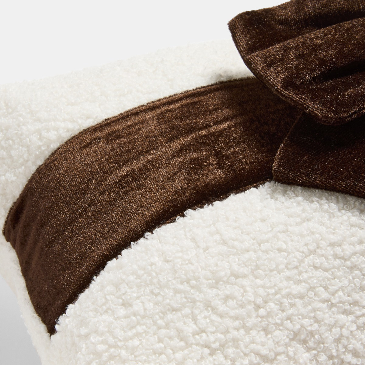 OHS Bow Wrapped Cushion - Brown/Cream>