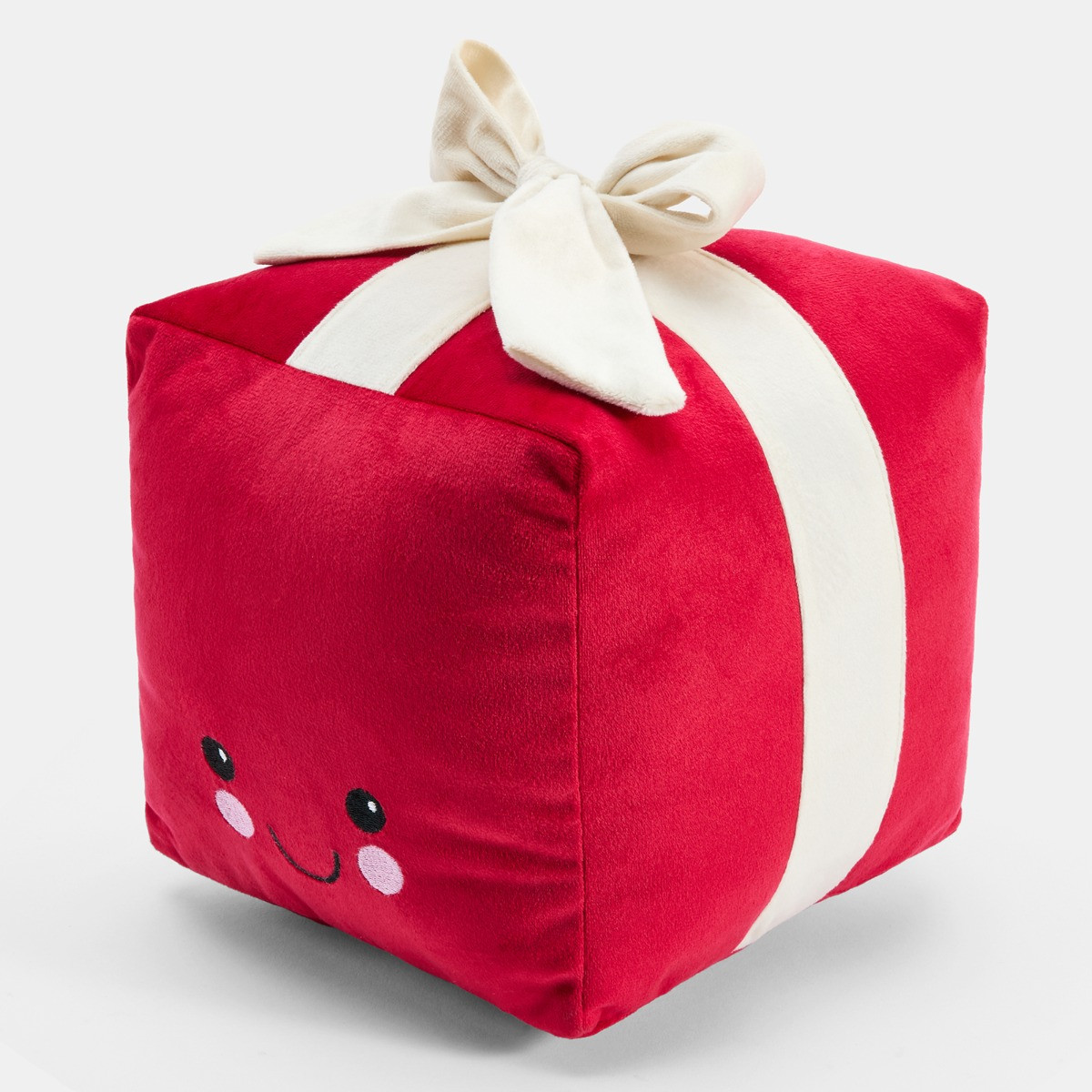 OHS Bow Present Shaped Cushion - Red/Cream>