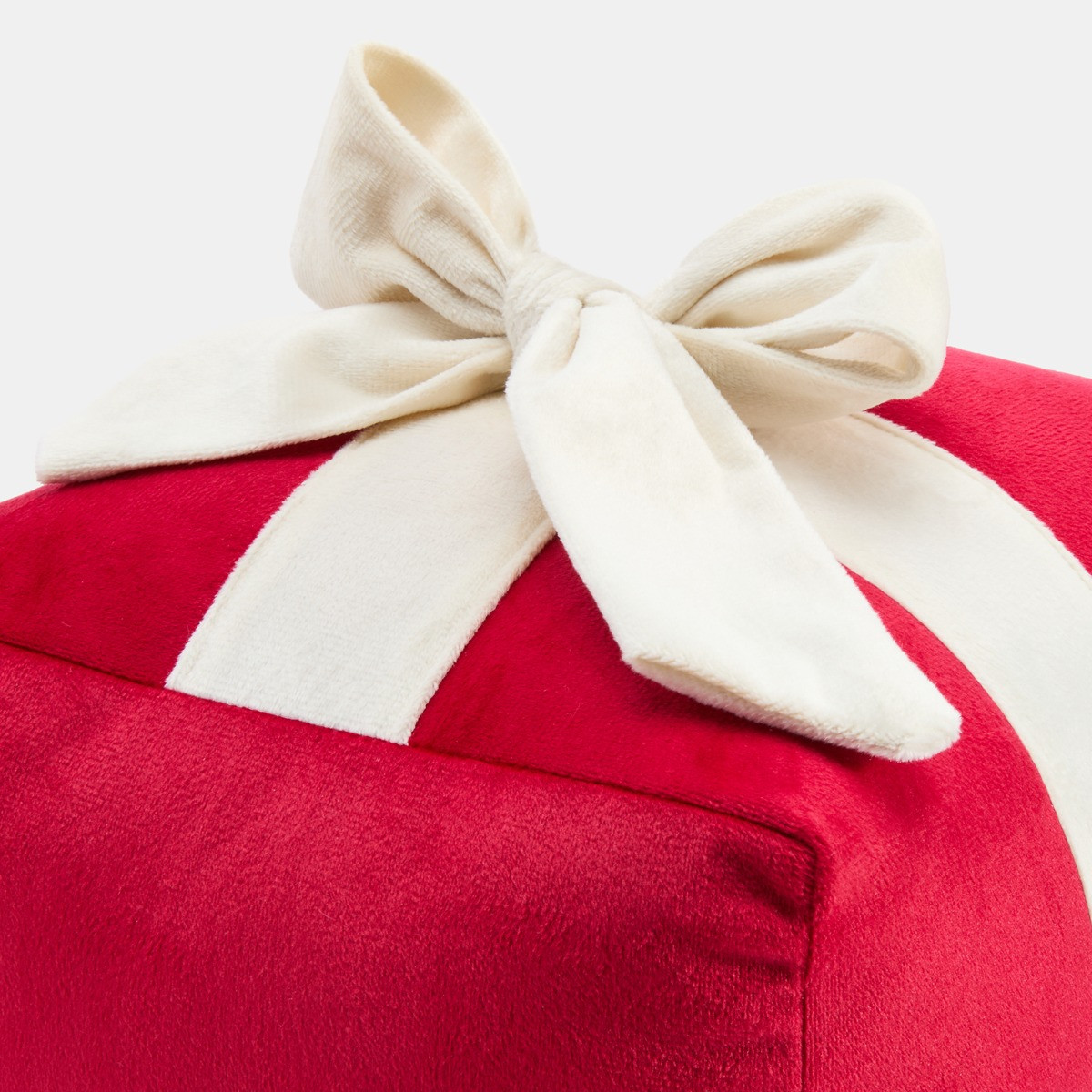 OHS Bow Present Shaped Cushion - Red/Cream>