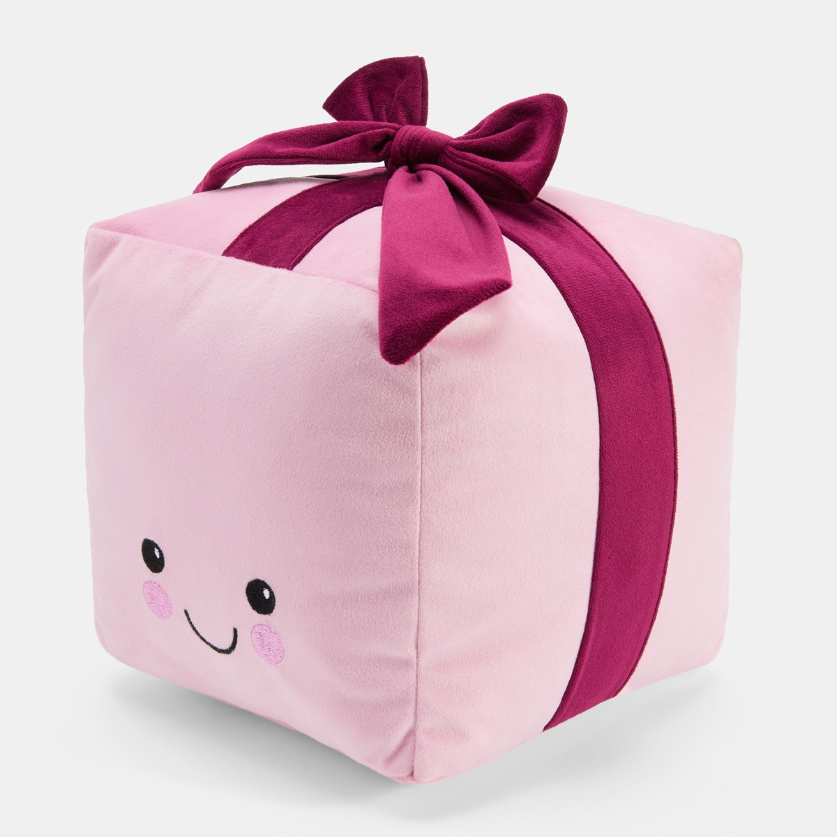OHS Bow Present Shaped Cushion - Pink/Burgundy>