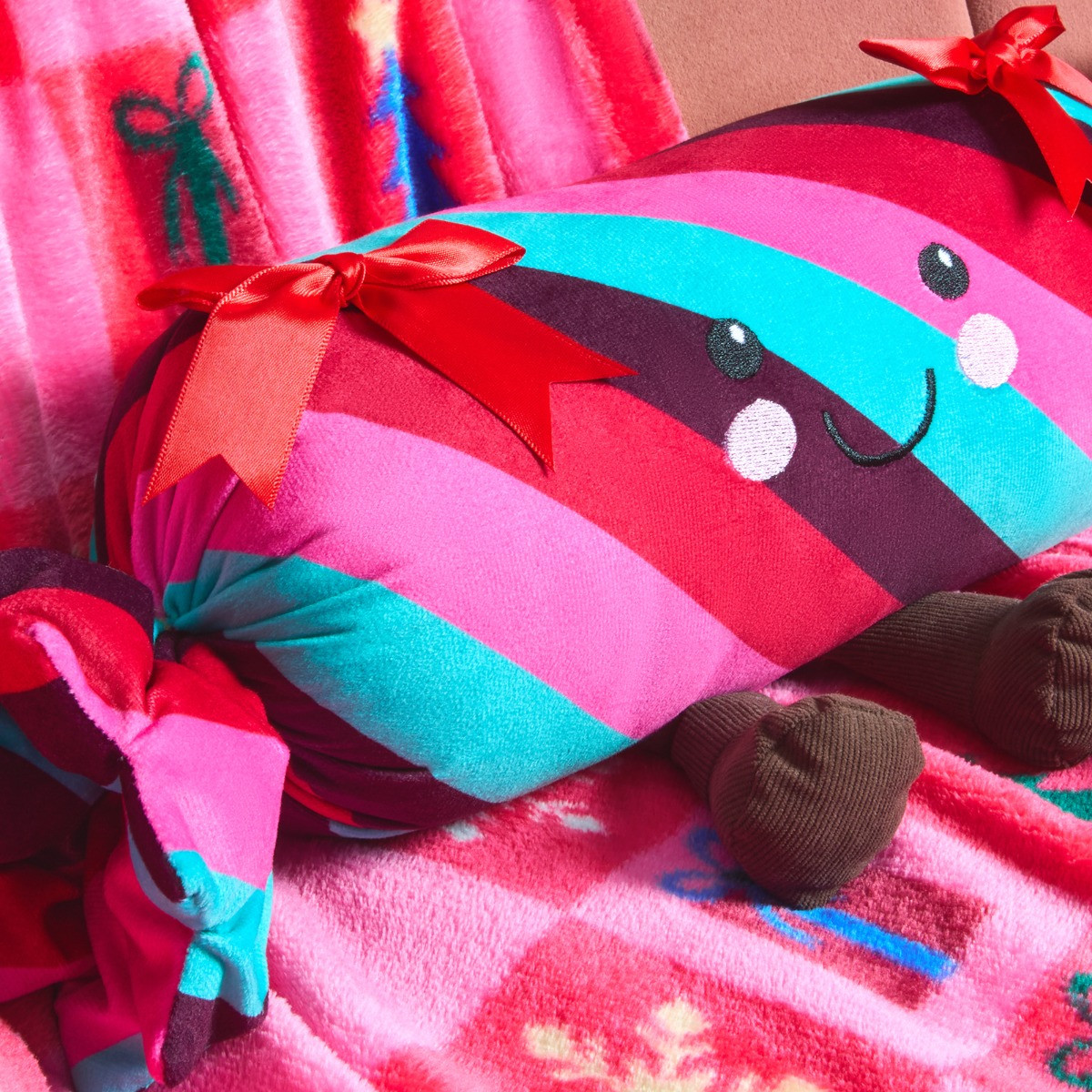 OHS Christmas Cracker Shaped Cushion - Multi>