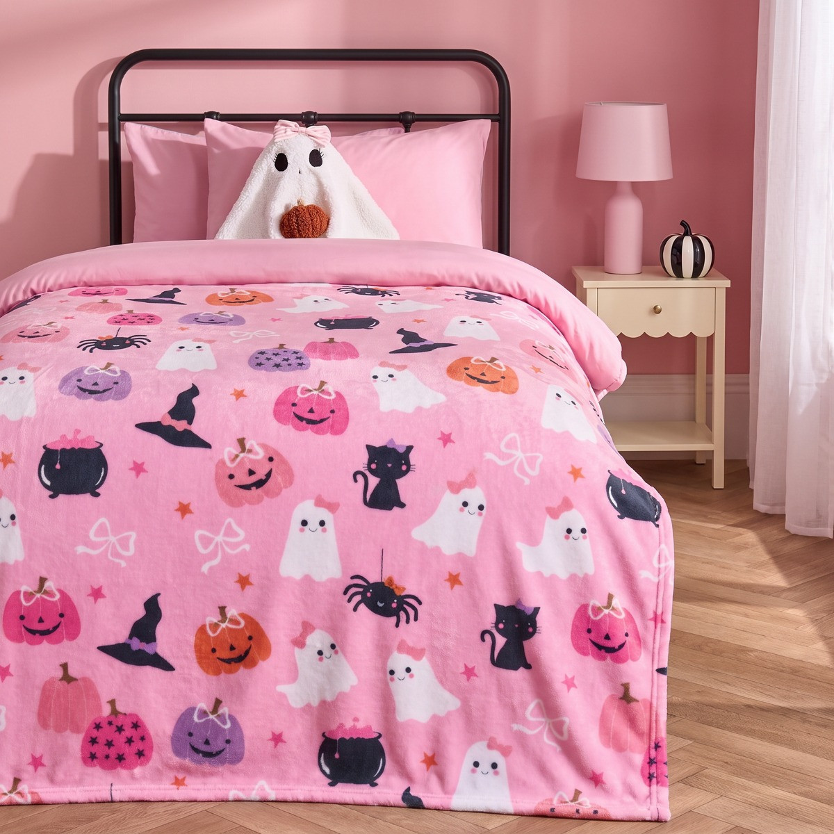 OHS Girl Ghost Fleece Throw - Pink>