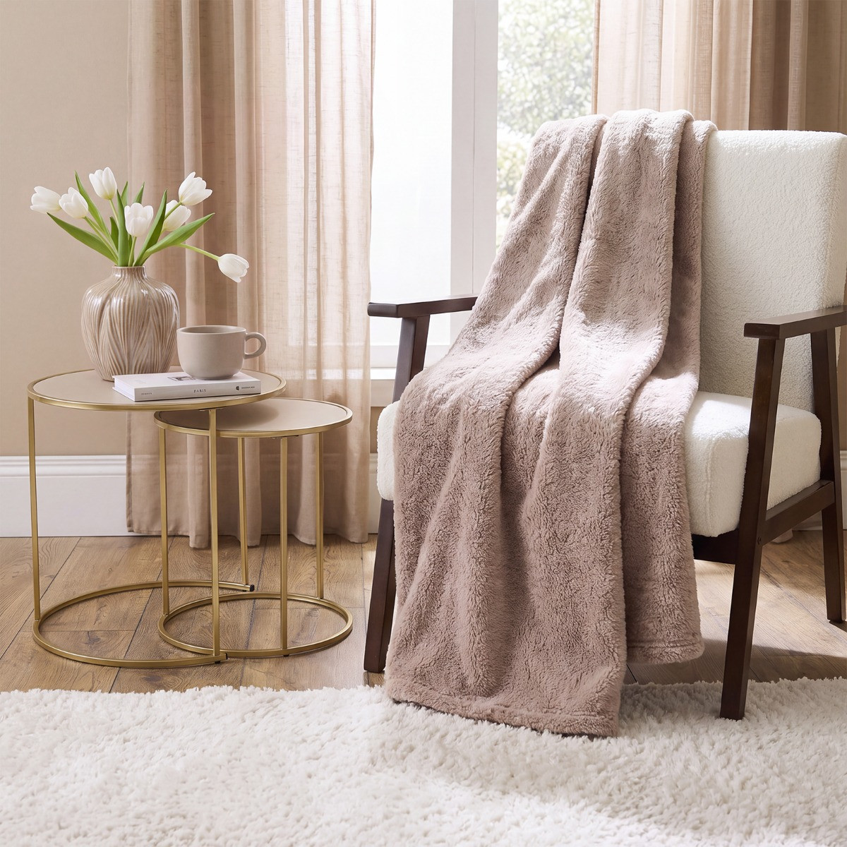 OHS Teddy Fleece Throw - Mink>
