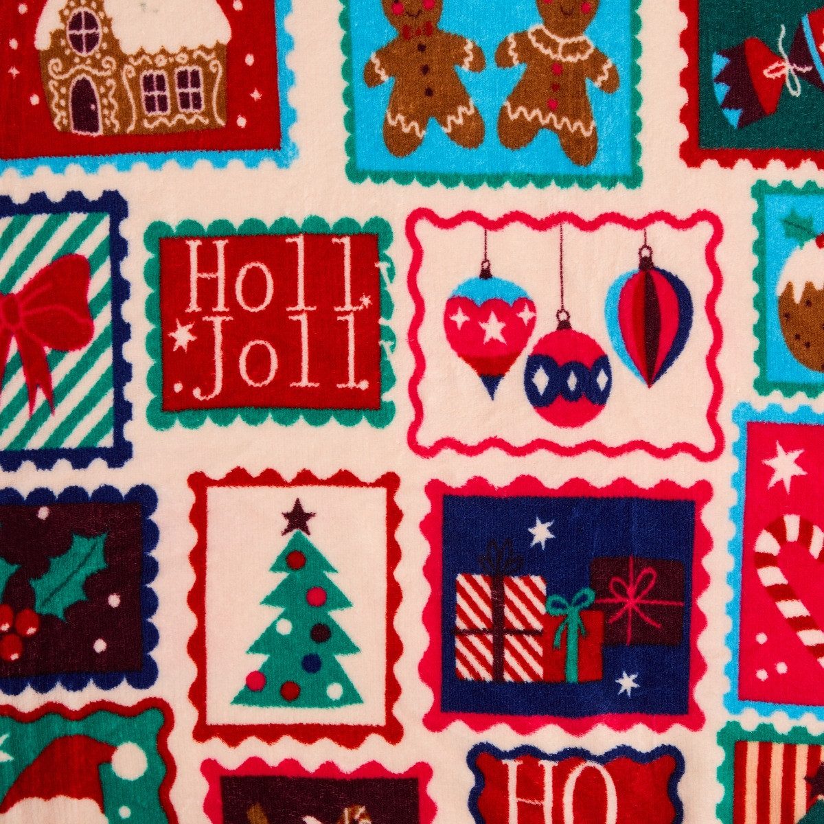 OHS Christmas Postcard Print Sherpa Fleece Throw - Multi>