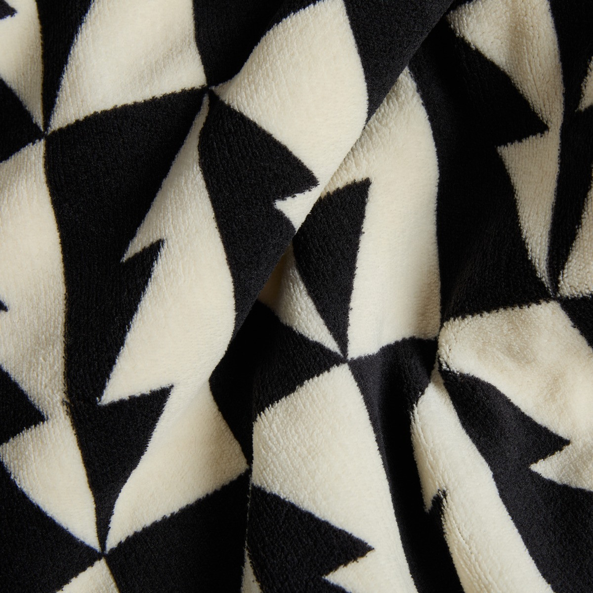 OHS Contrast Christmas Tree Print Sherpa Fleece Throw - Monochrome>