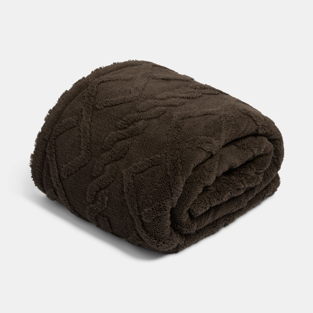 OHS Cable Knit Sherpa Throw - Brown>