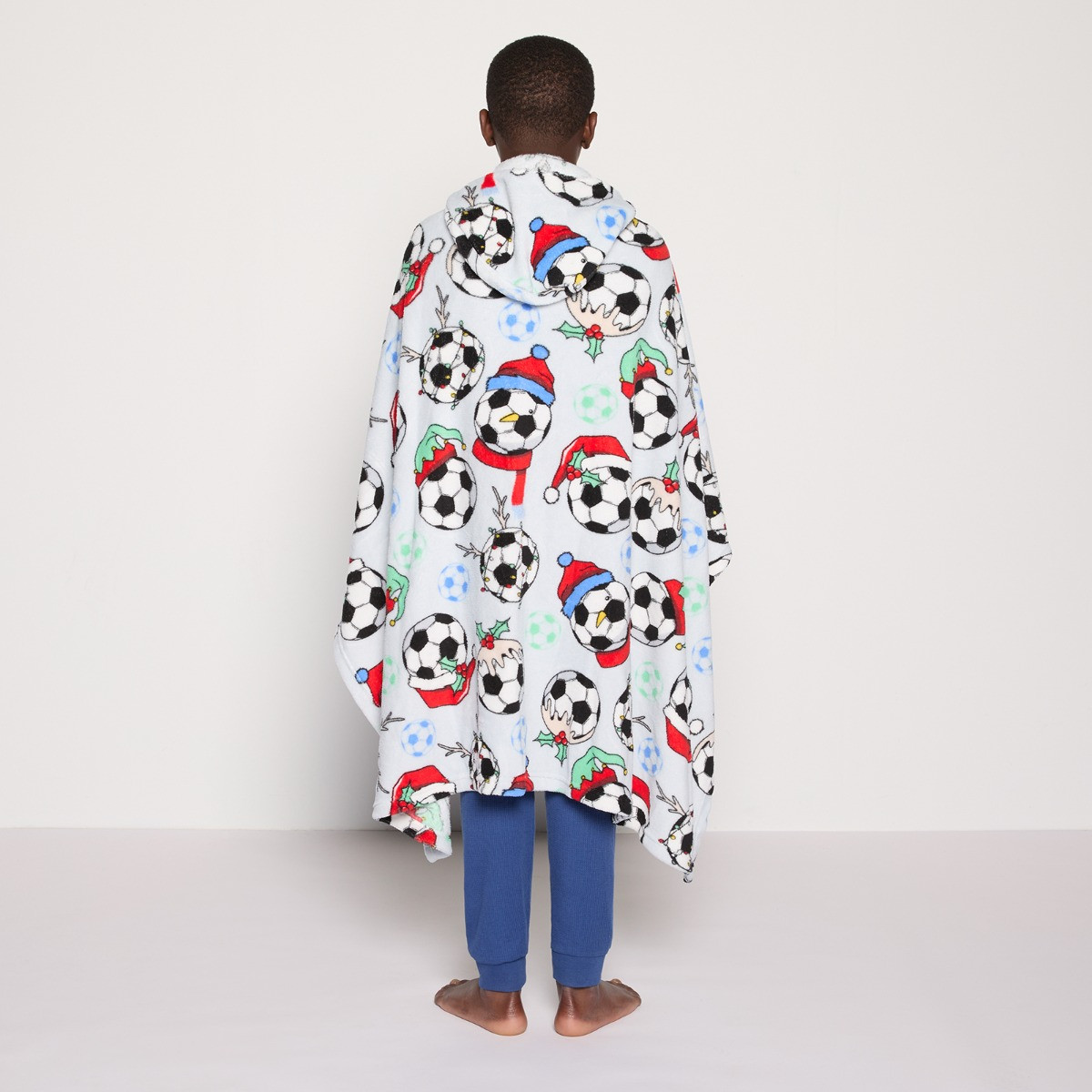 OHS Kids Christmas Football Print Hooded Blanket - Charcoal>