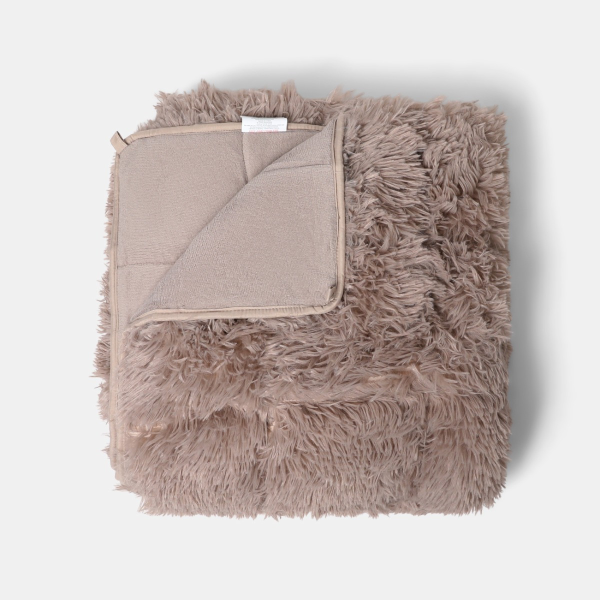 OHS Fluffy Faux Fur Weighted Blanket - Natural>