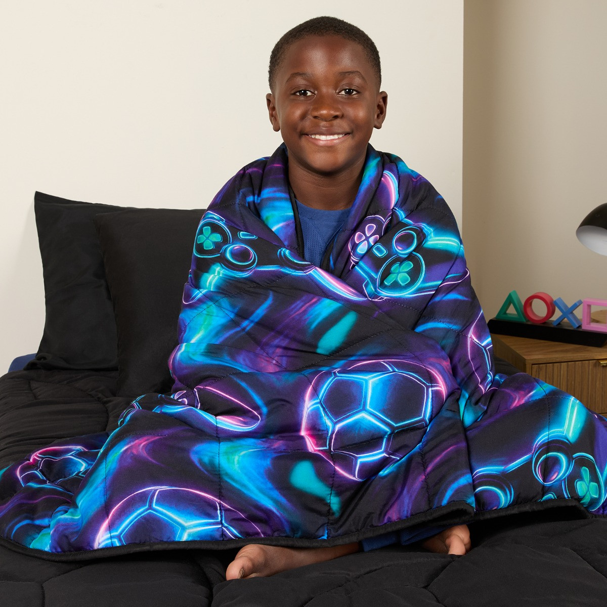 OHS Kids Teddy Fleece Space Weighted Blanket, Navy - 3kg>