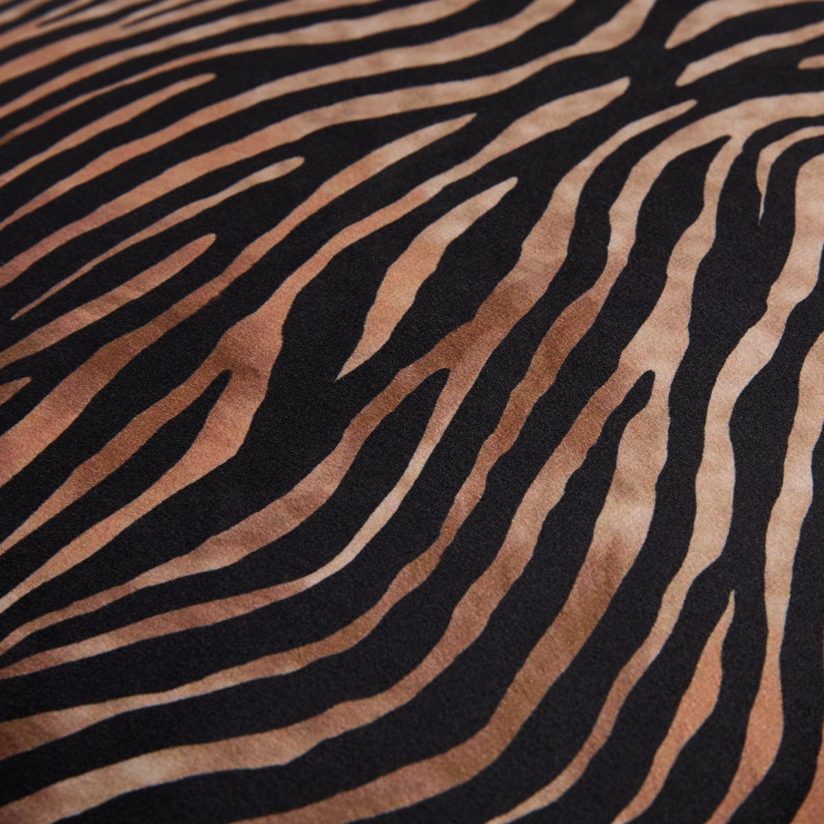 OHS Zebra Print Matte Velvet Cushion Covers - Black>
