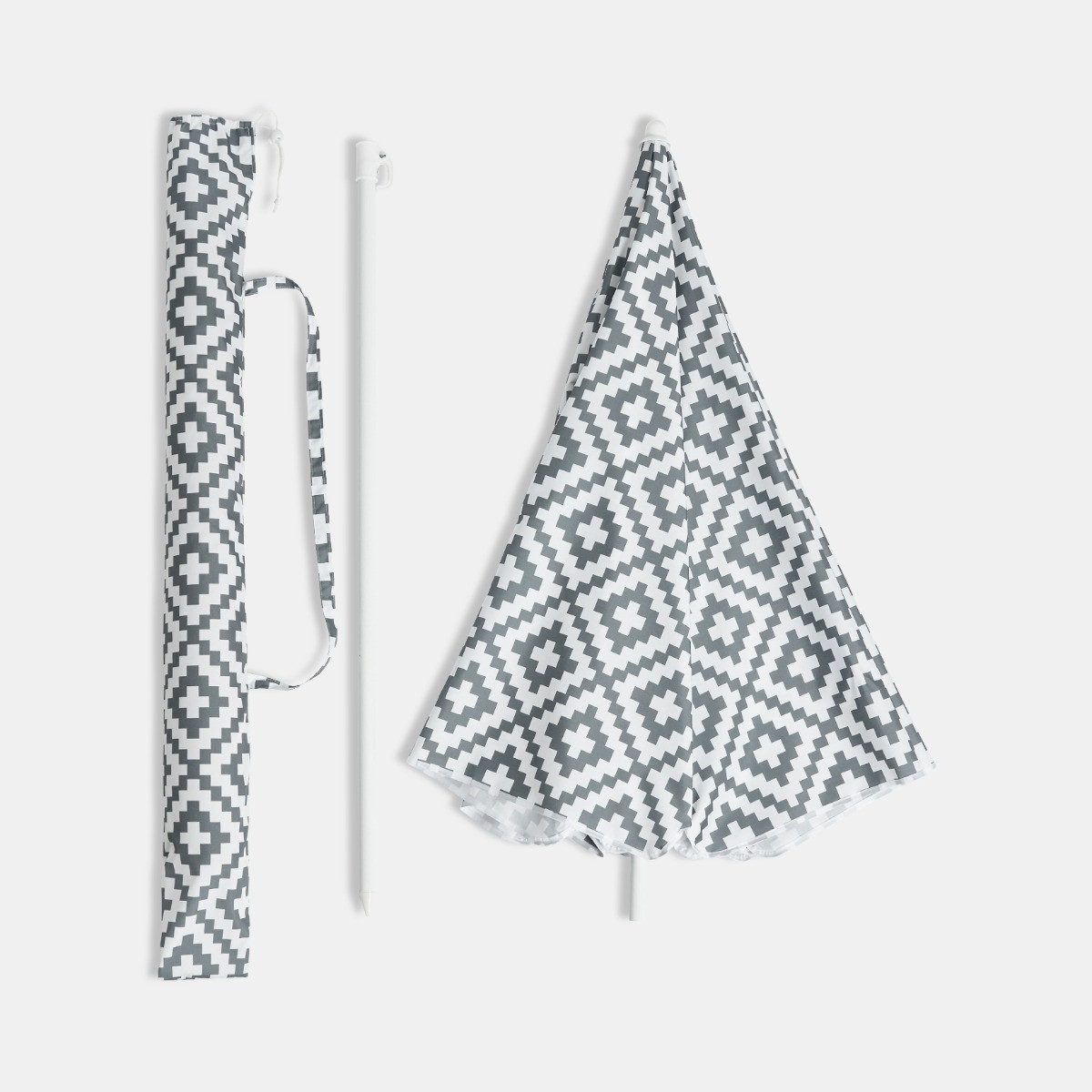 OHS Geometric Print Outdoor Parasol - Grey >
