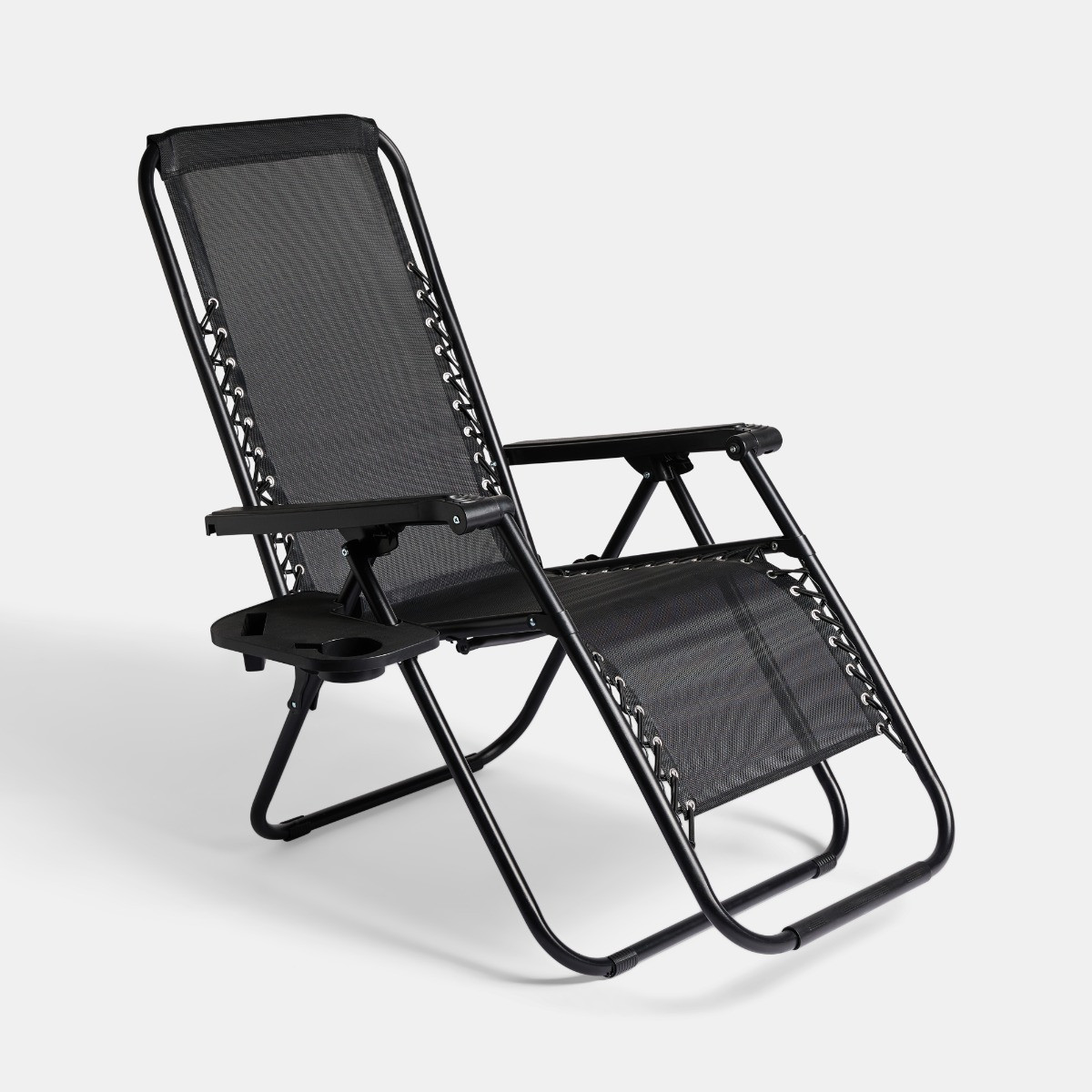 OHS 2 Pack Zero Gravity Sun Lounging Garden Chairs - Black >