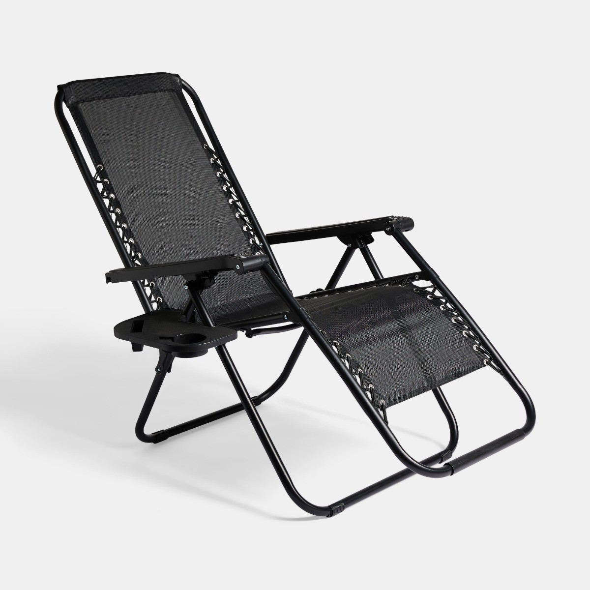 OHS 2 Pack Zero Gravity Sun Lounging Garden Chairs - Black >