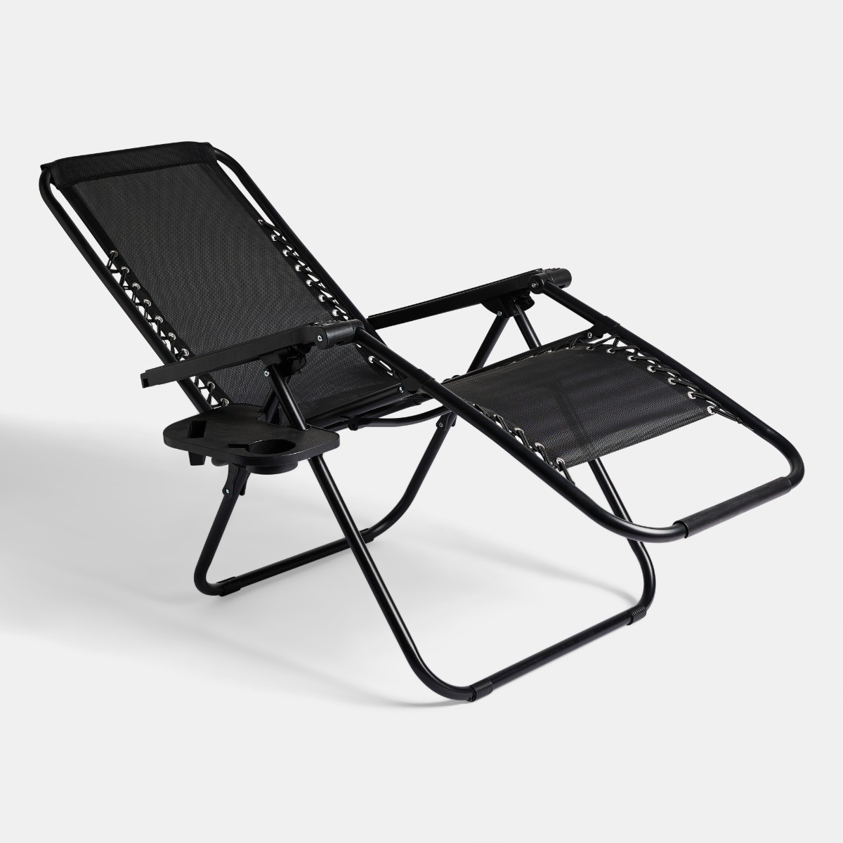 OHS 2 Pack Zero Gravity Sun Lounging Garden Chairs - Black >