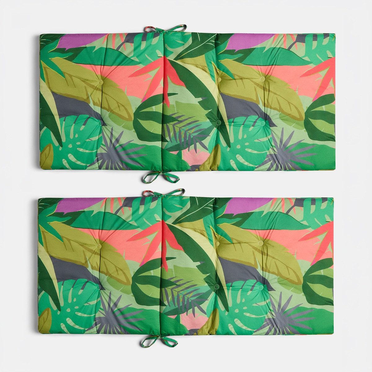 OHS Indoor/Outdoor Palm Print Seat Pad with Back - Green>
