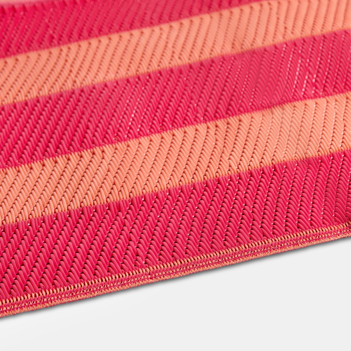 OHS Stripe Print Outdoor Rug - Orange/Pink>