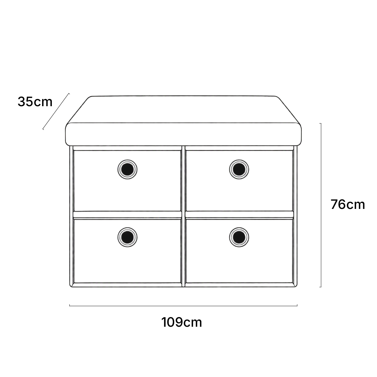 OHS Boucle 4-Drawer Storage Chest - White>