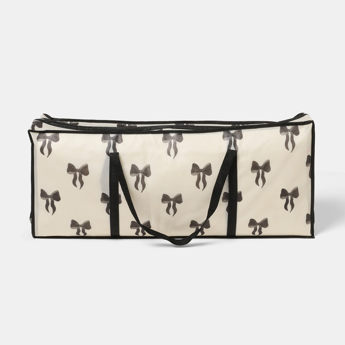 OHS Bow Print Christmas Wrap Storage Bag - Monochrome>