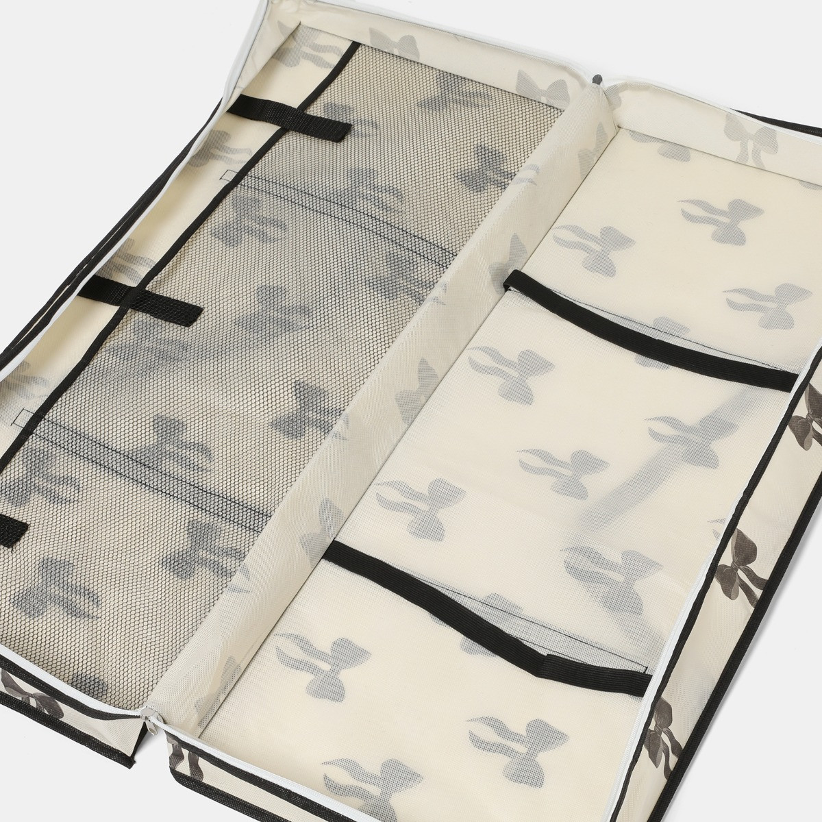 OHS Bow Print Christmas Wrap Storage Bag - Monochrome>