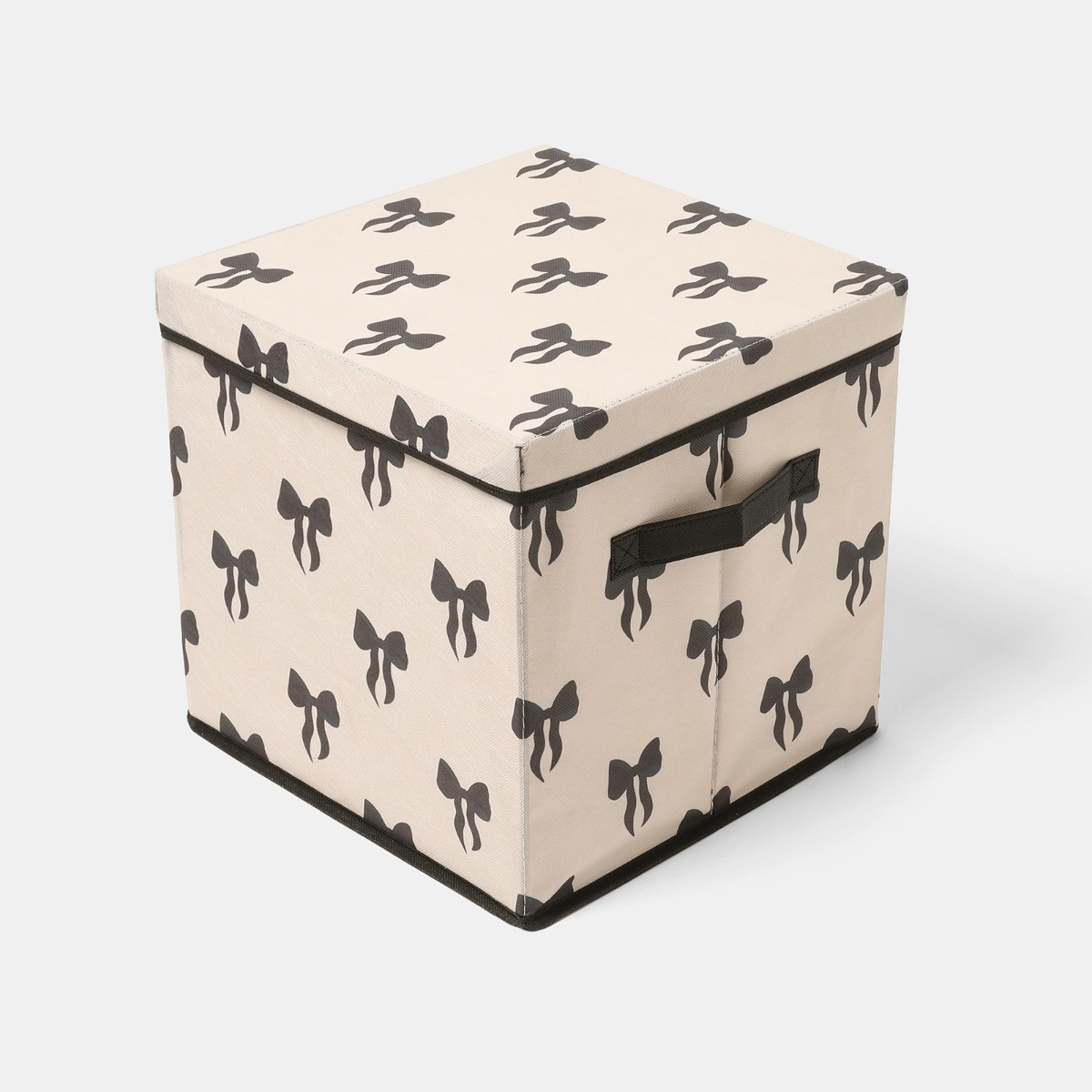 OHS Bow Print Christmas Bauble Storage Box - Monochrome>