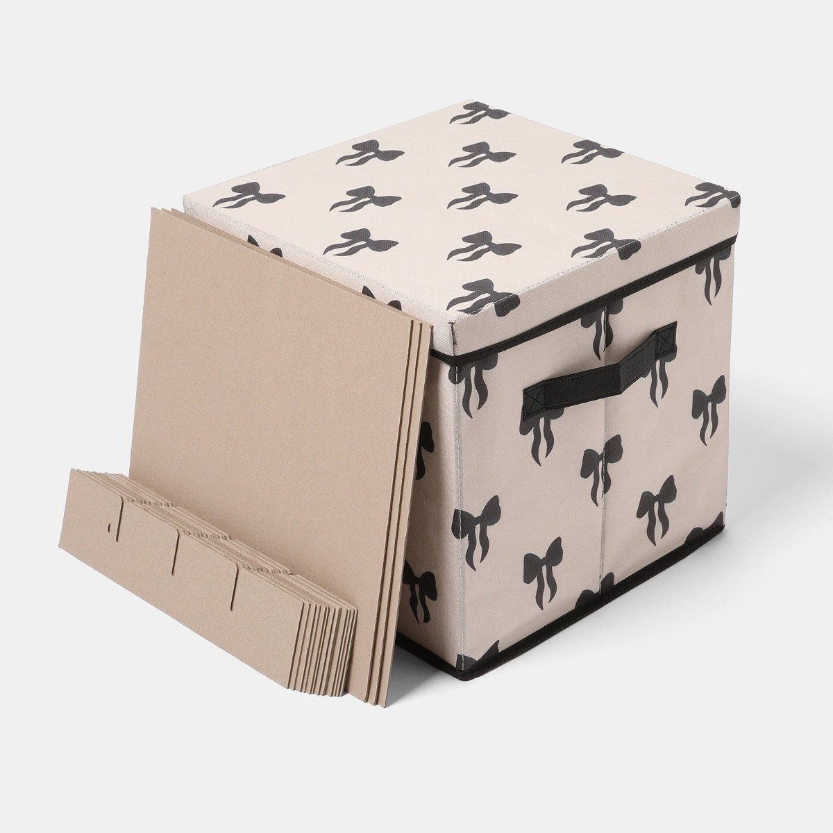 OHS Bow Print Christmas Bauble Storage Box - Monochrome>