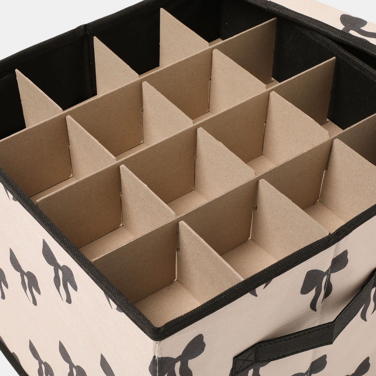 OHS Bow Print Christmas Bauble Storage Box - Monochrome>