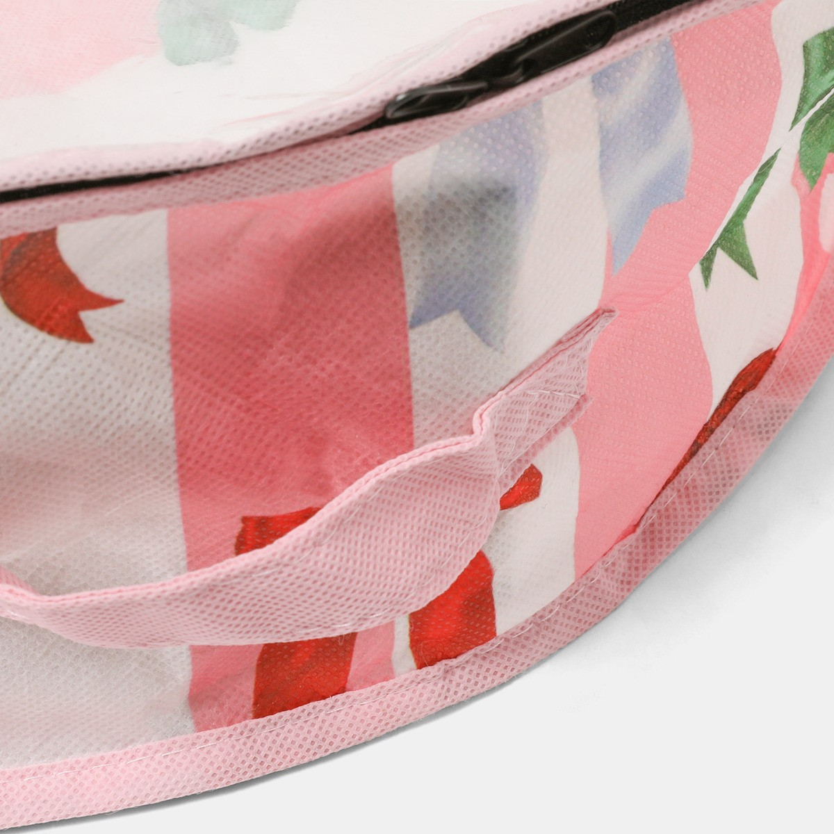 OHS Multi Bow Stripe Christmas Wreath Storage Bag - Pink/White>