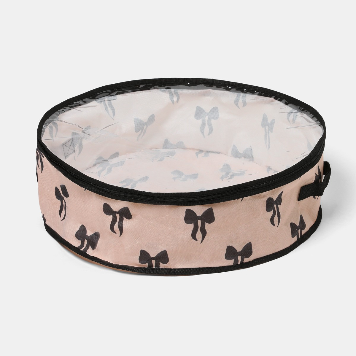 OHS Bow Print Christmas Wreath Storage Bag - Monochrome>