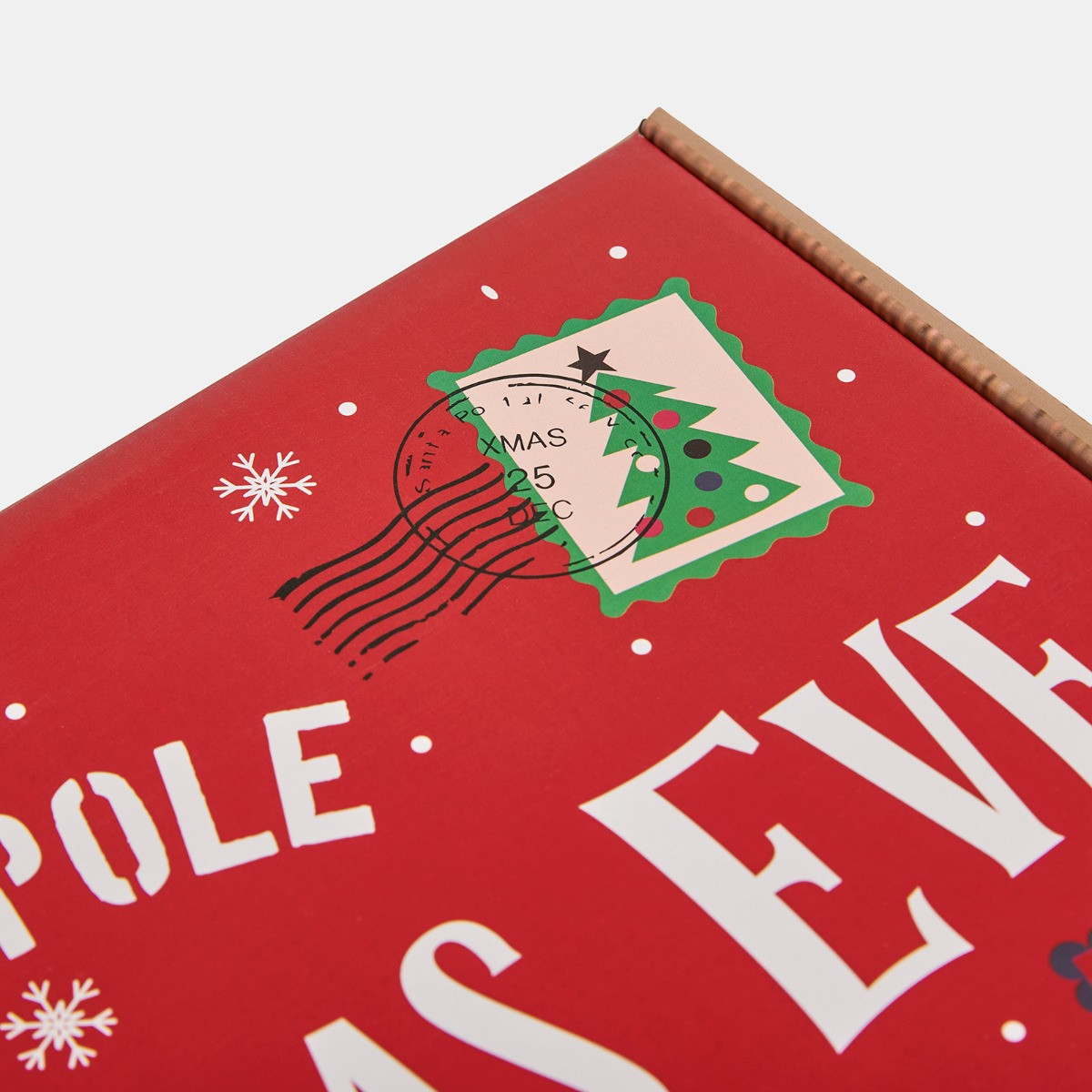 OHS Wooden Effect Christmas Eve Box - Red/Natural>