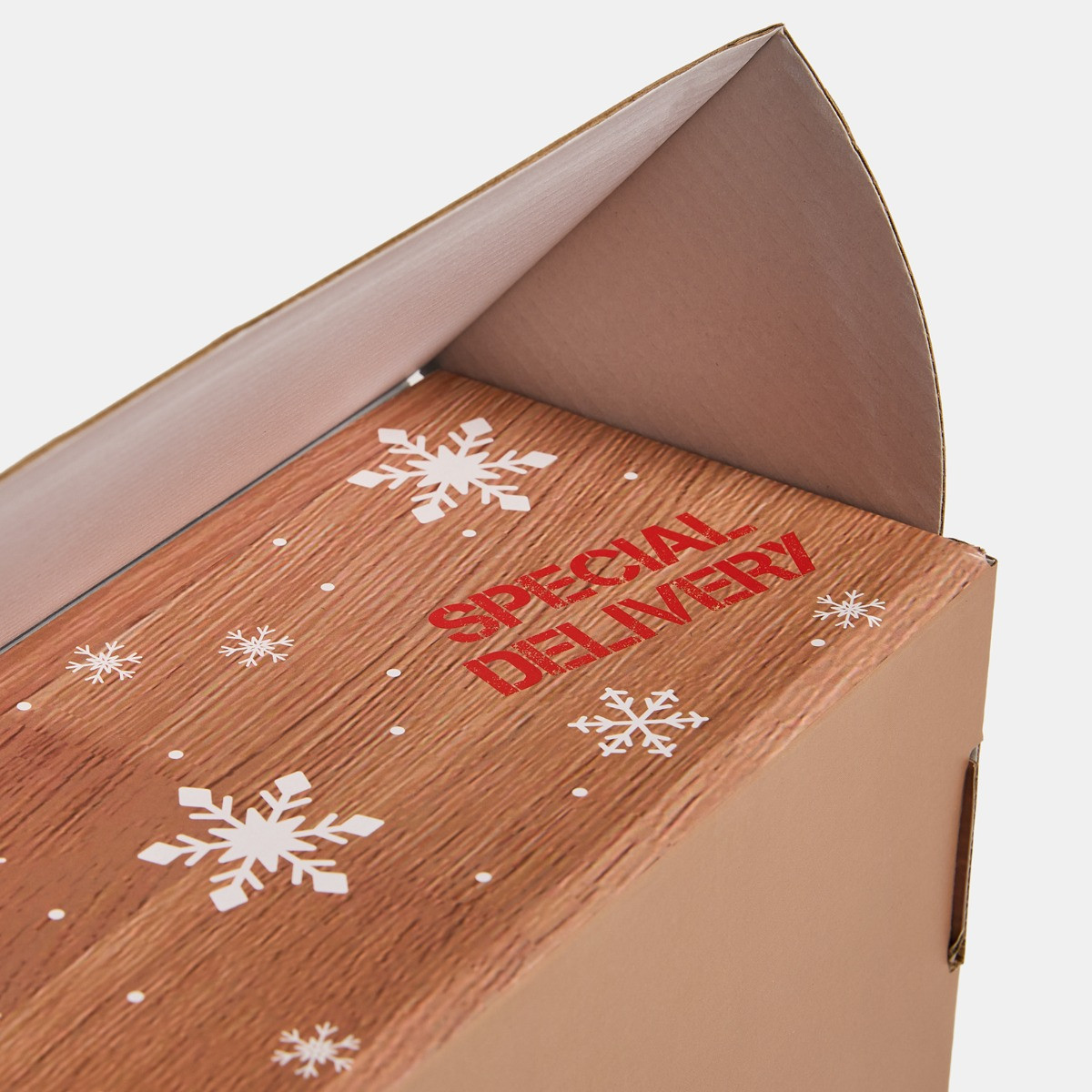 OHS Wooden Effect Christmas Eve Box - Red/Natural>