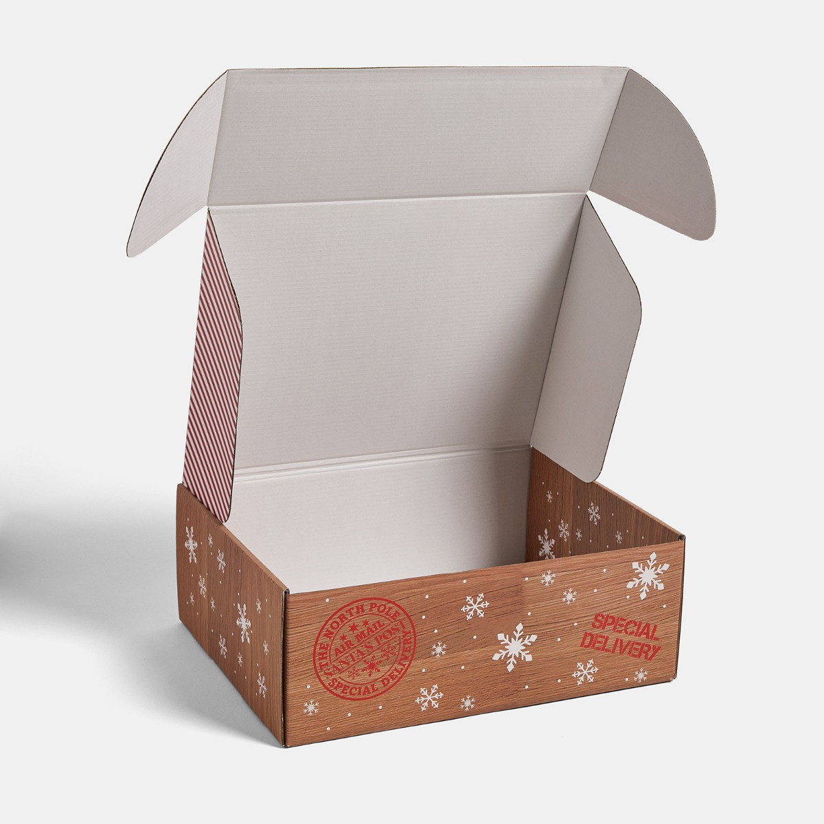 OHS Wooden Effect Christmas Eve Box - Red/Natural>