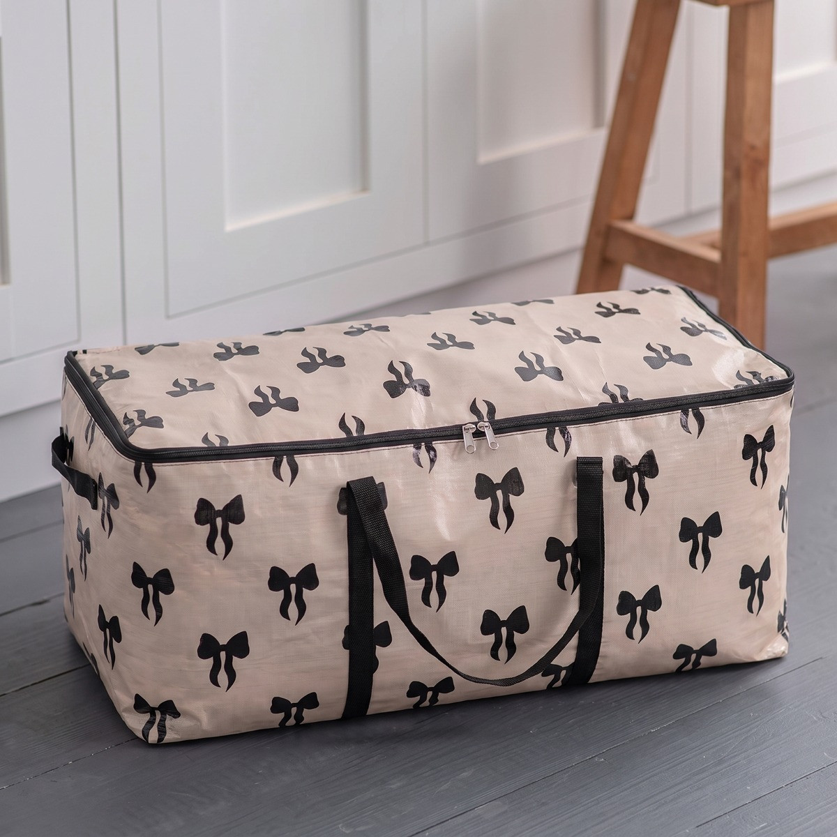 OHS Bow Print Reusable Extra Large Storage Bag - Monochrome>