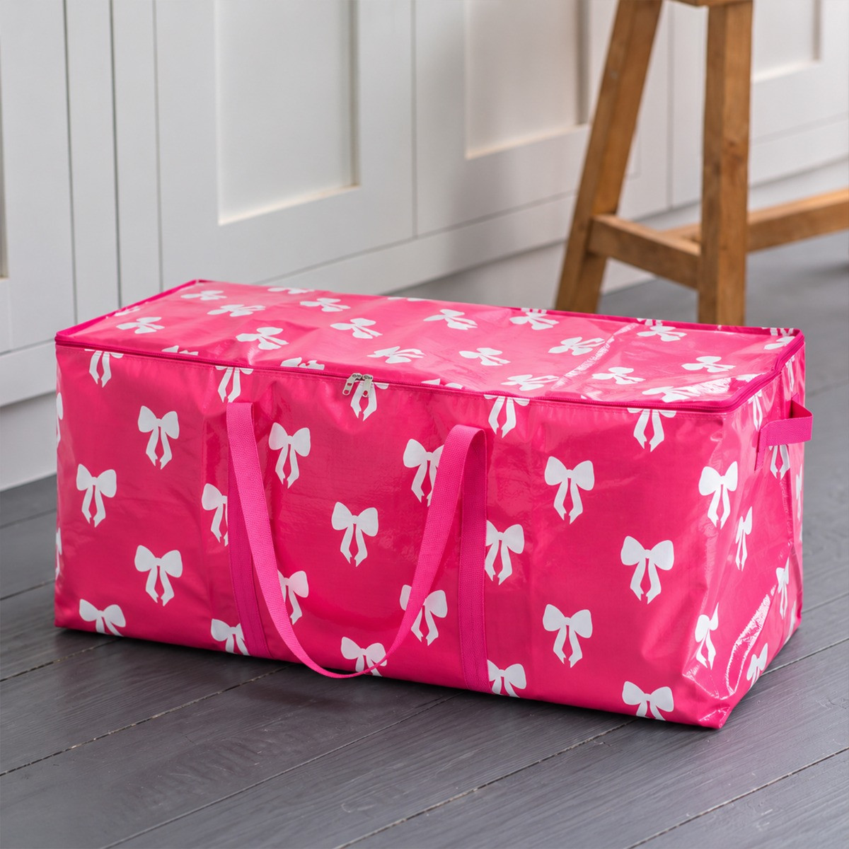 OHS Bow Print Reusable Extra Large Storage Bag - Hot Pink>