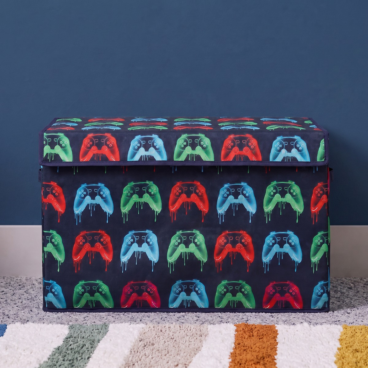 OHS Neon Drip Gaming Print Large Collapsible Storage Box With Lid - Multi>