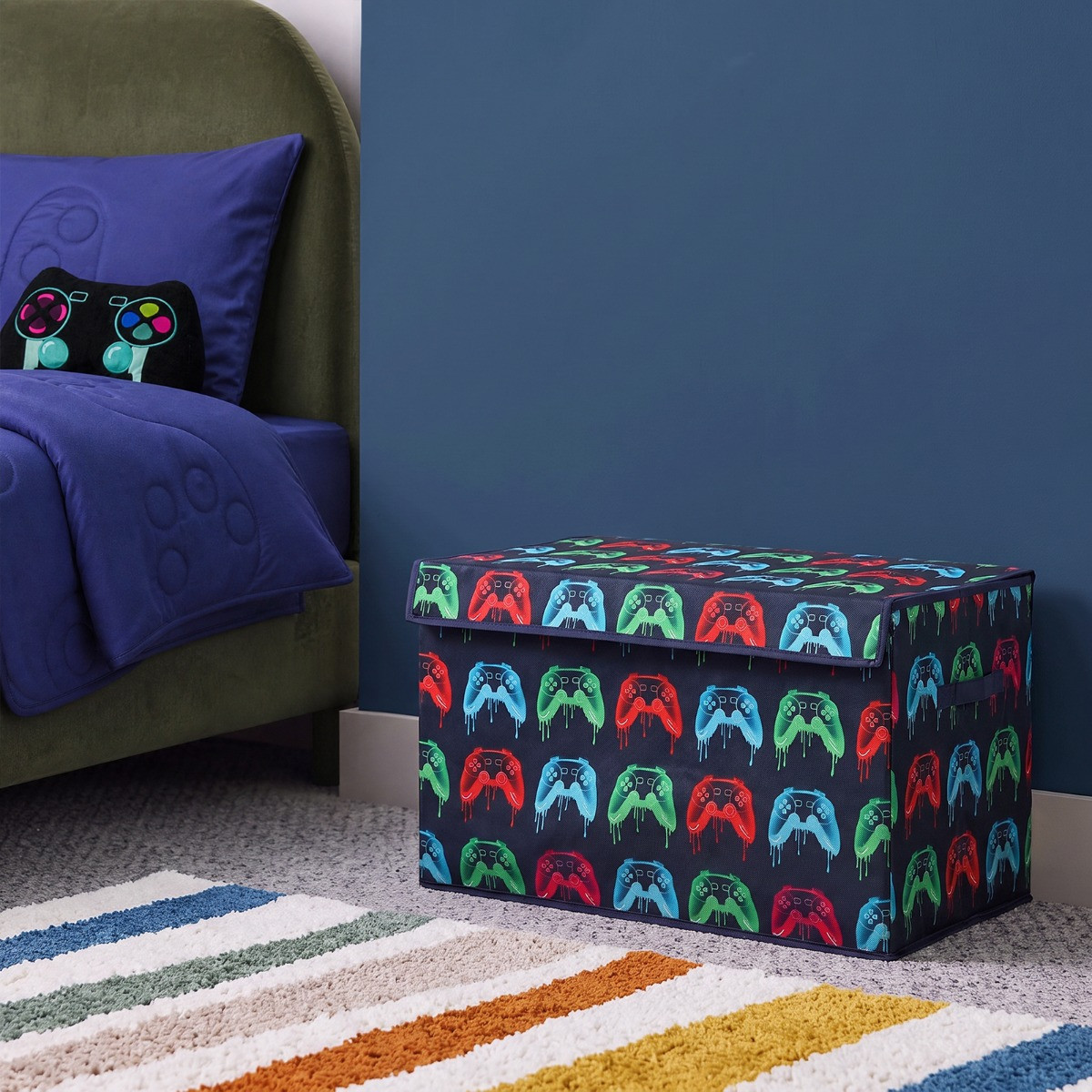 OHS Neon Drip Gaming Print Large Collapsible Storage Box With Lid - Multi>