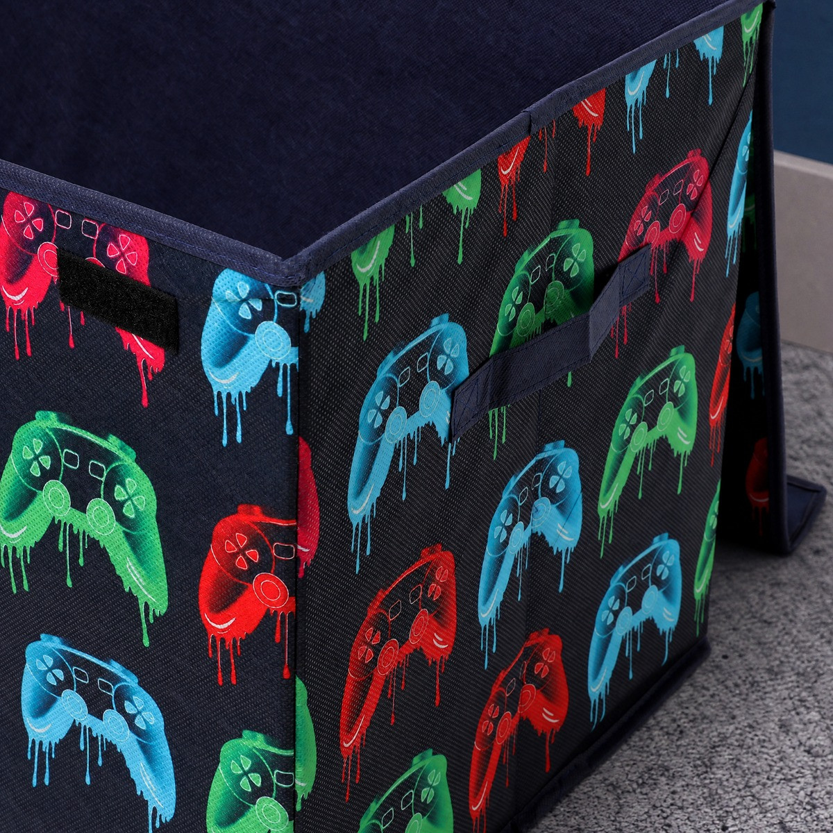 OHS Neon Drip Gaming Print Large Collapsible Storage Box With Lid - Multi>