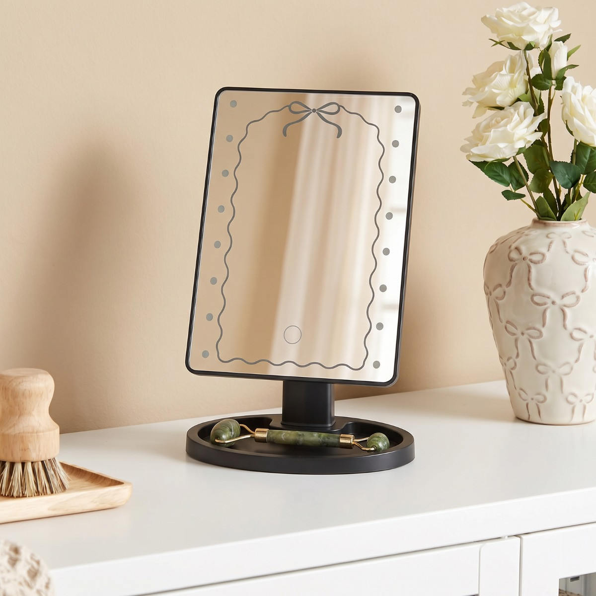 OHS LED Bow Vanity Mirror - Black>