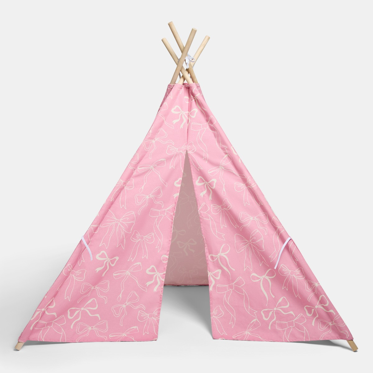 OHS Bow Print Foldable Kid's Storage Teepee - Blush>