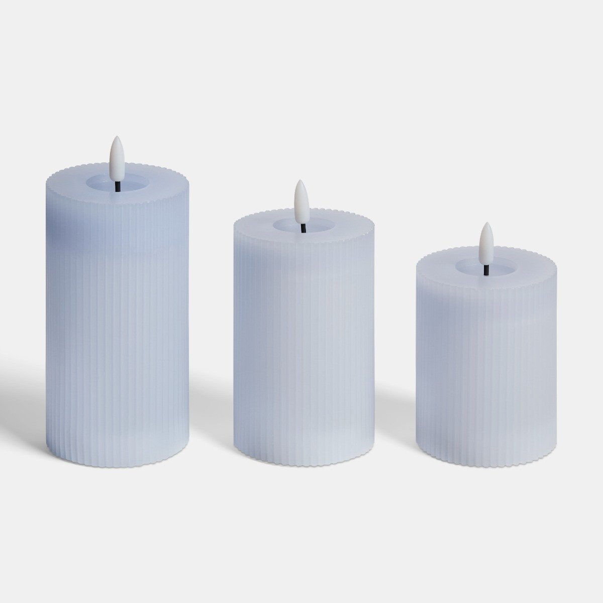 OHS LED Ribbed Candles, Powder Blue - 3 Pack>