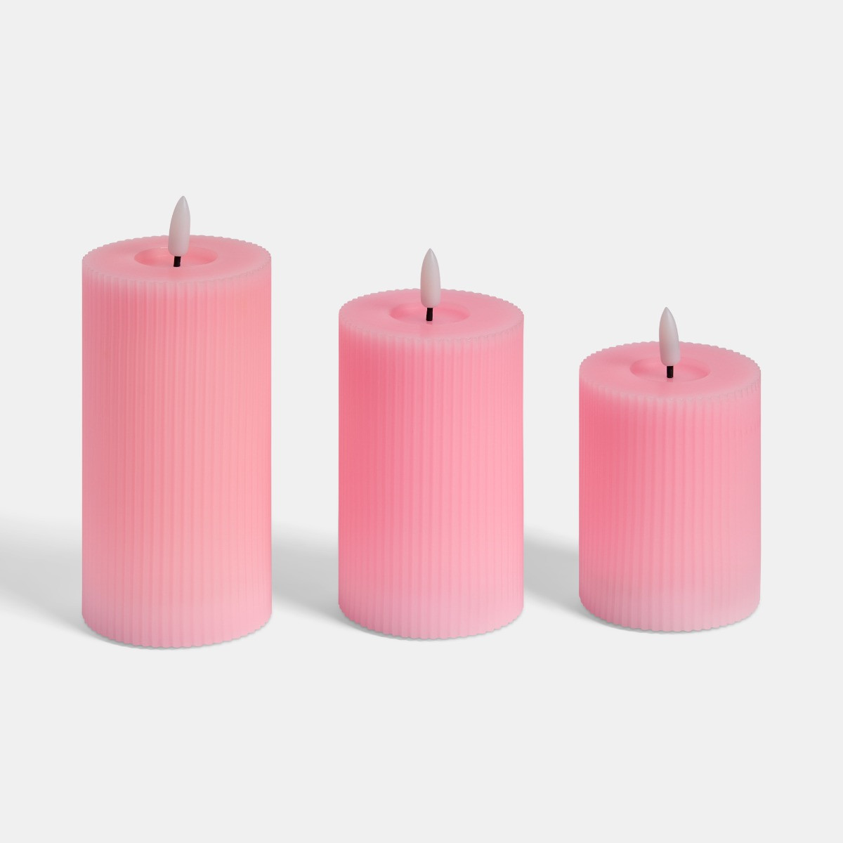 OHS LED Ribbed Candles, Dusky Pink - 3 Pack>