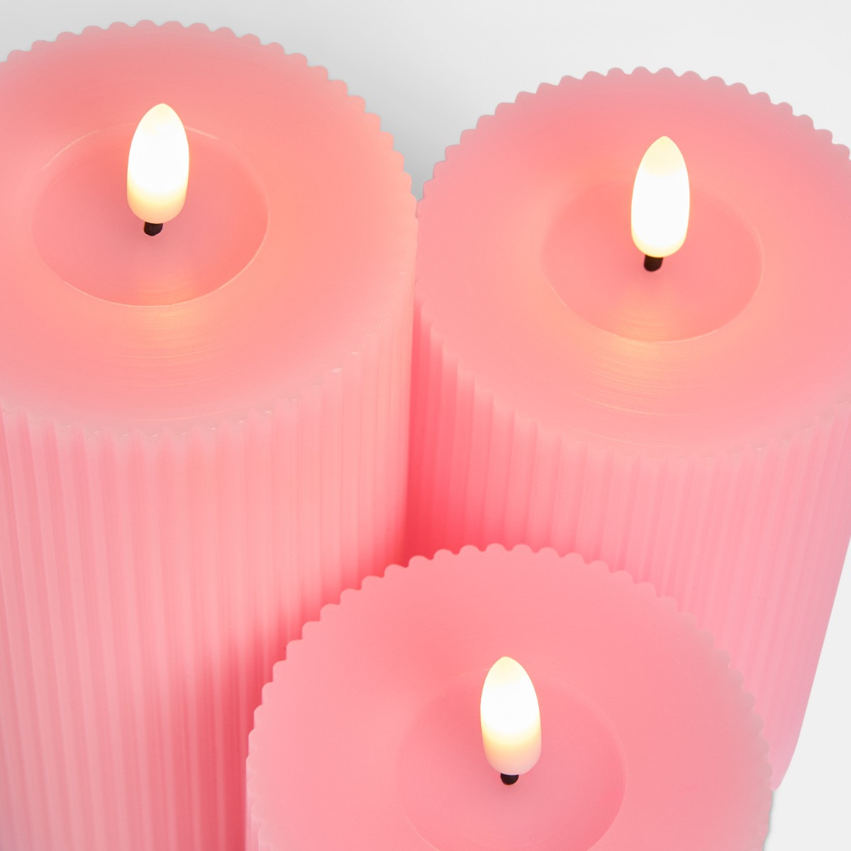 OHS LED Ribbed Candles, Dusky Pink - 3 Pack>