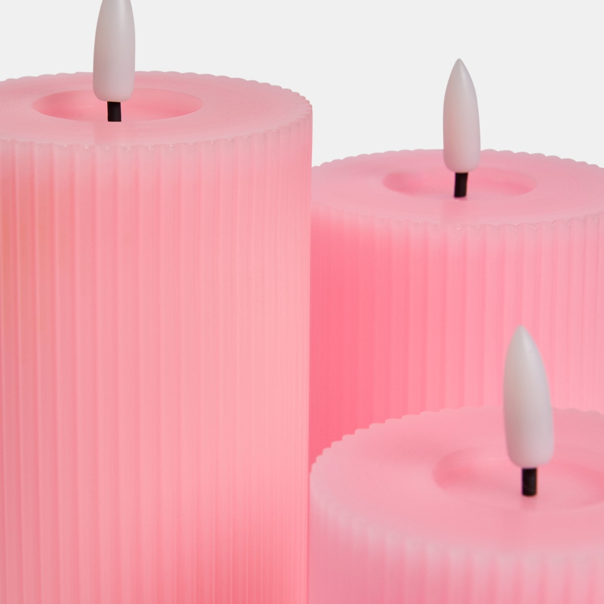 OHS LED Ribbed Candles, Dusky Pink - 3 Pack>