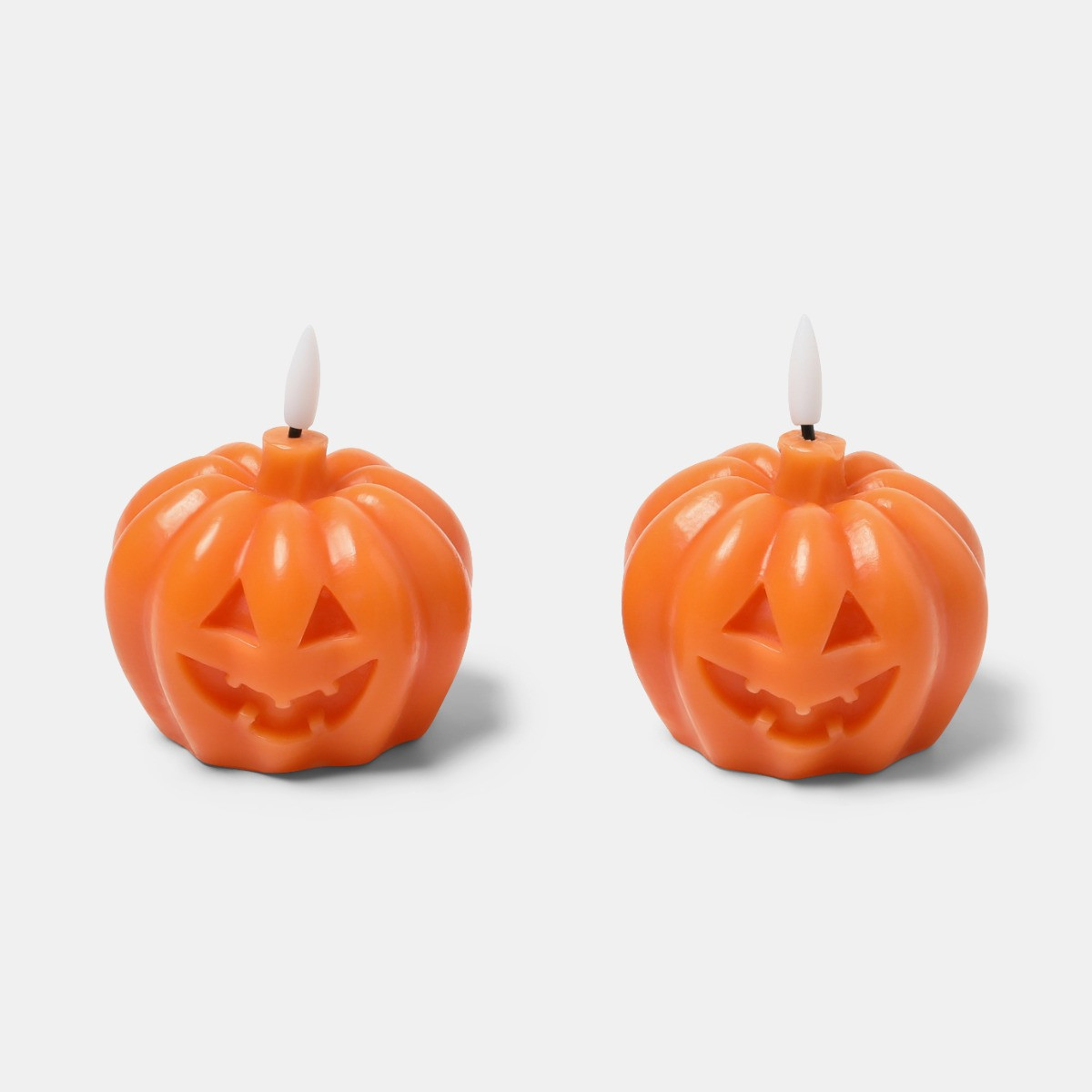 OHS 2 Pack Carved Pumpkin LED Candles - Orange>