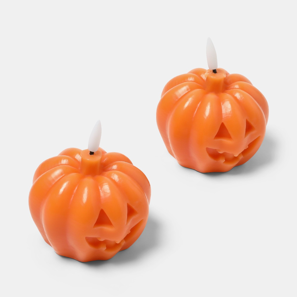 OHS 2 Pack Carved Pumpkin LED Candles - Orange>