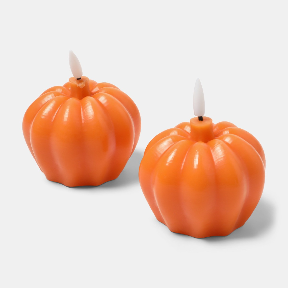 OHS 2 Pack Carved Pumpkin LED Candles - Orange>