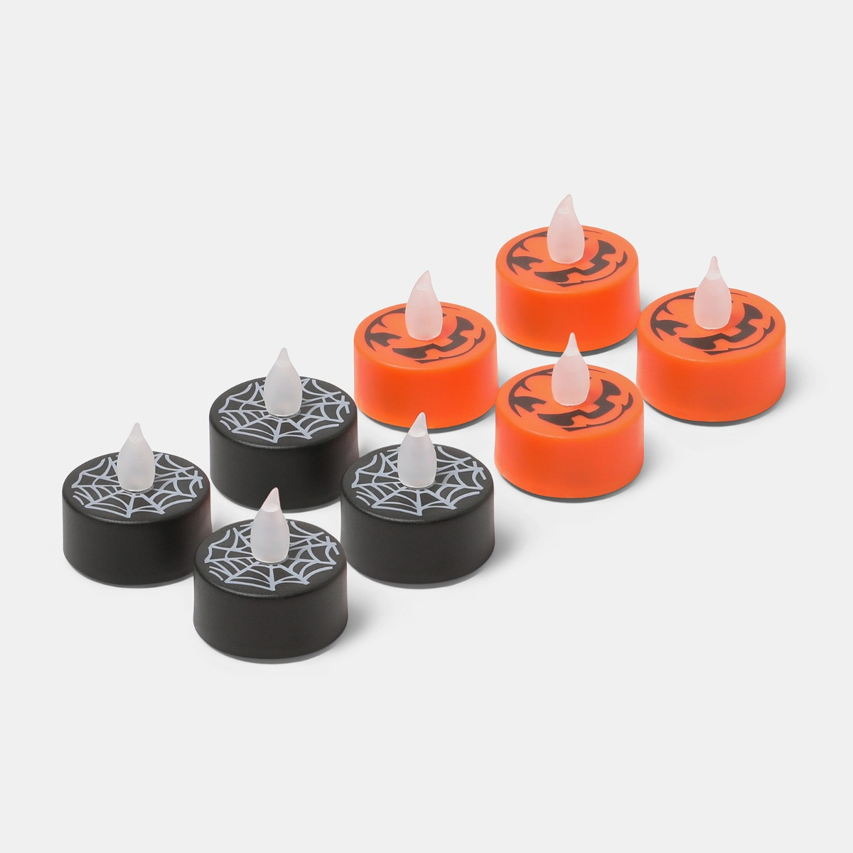OHS 8 Pack Halloween LED Tealights - Black/Orange>