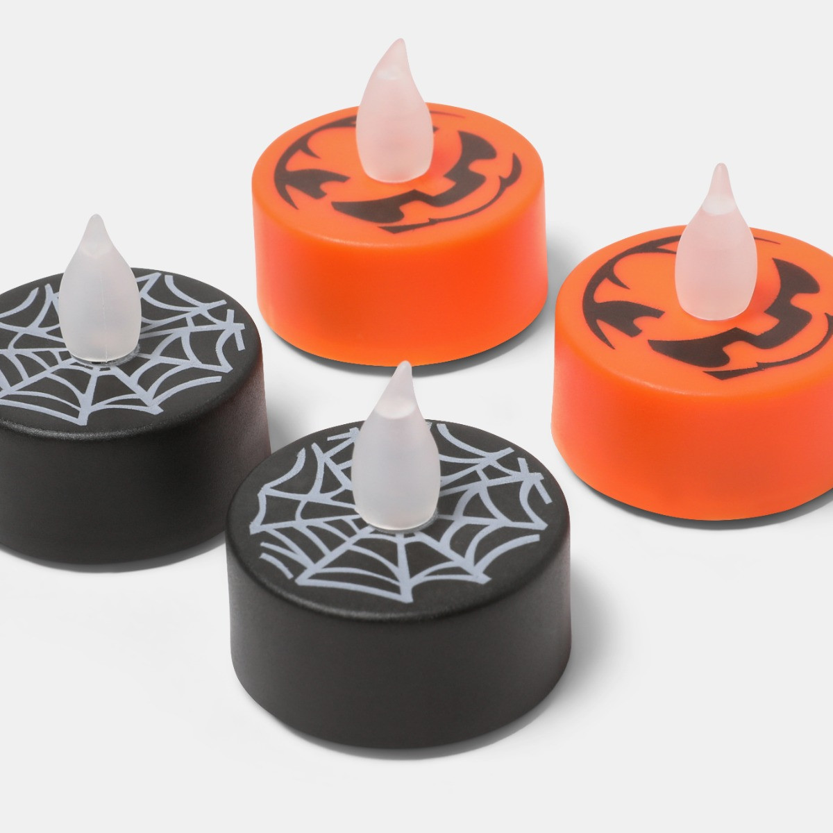 OHS 8 Pack Halloween LED Tealights - Black/Orange>